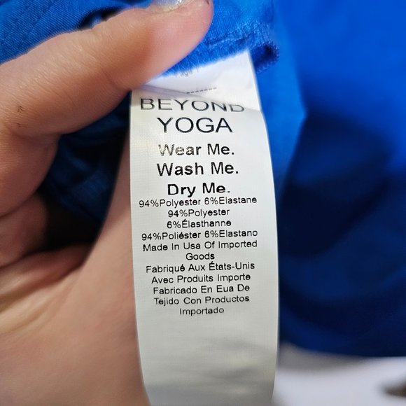 🏷️NWT Beyond Yoga On the Down Low T-Shirt In Azure Blue Heather - Size Small - Picture 10 of 10